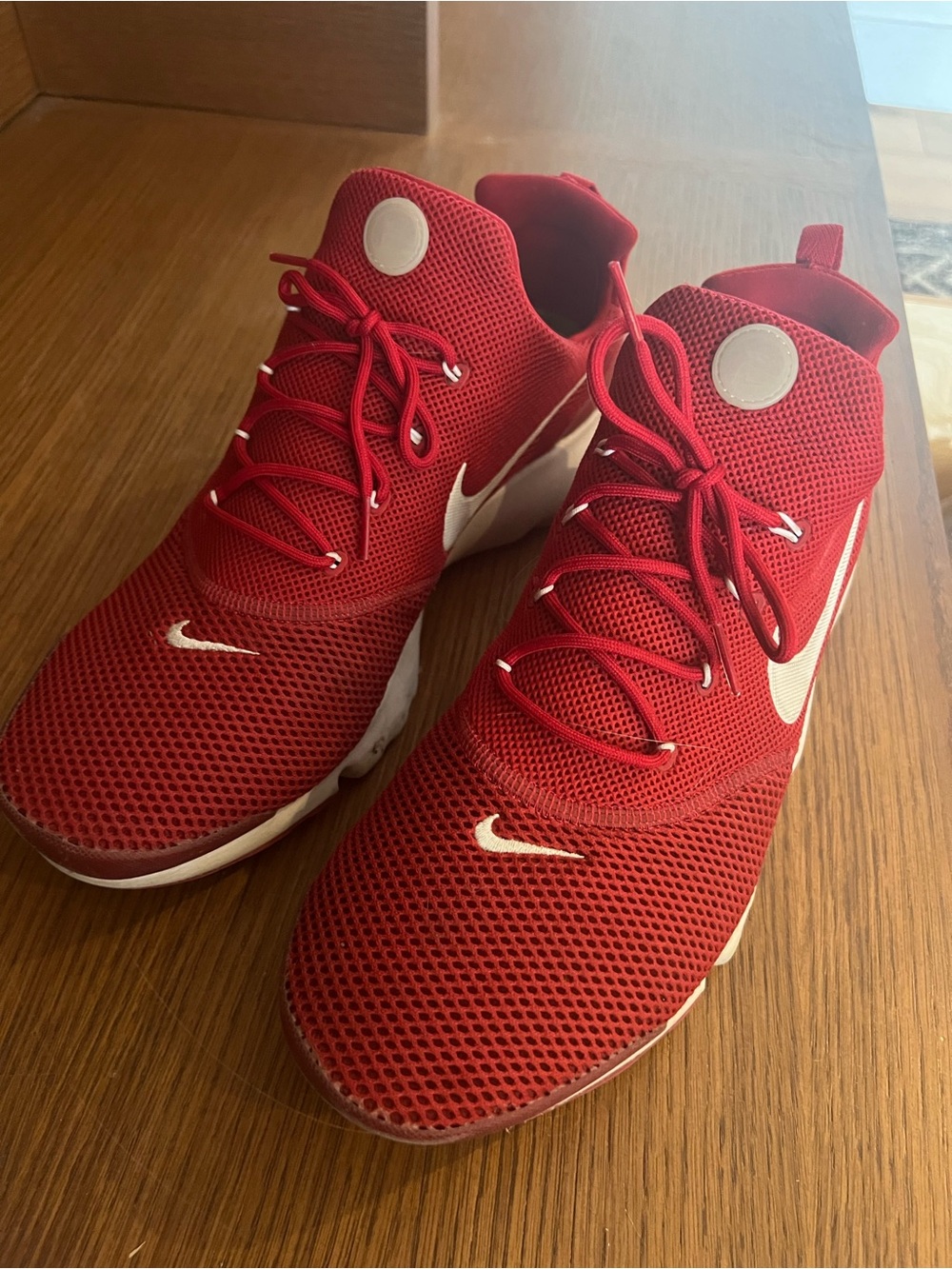 Nike Men’s Red Mesh Training Sneakers with White Swoosh